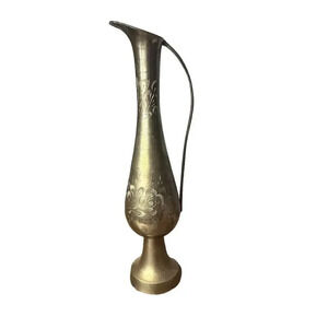 Vintage 10 " Tall Elegant Solid Floral Collection Display Accent Brass Vase